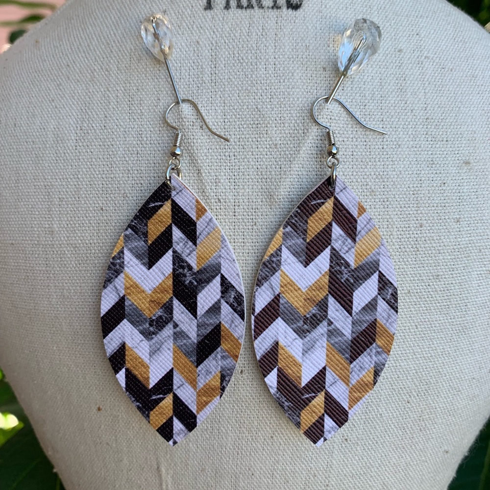 Chevron Faux Leather Earrings